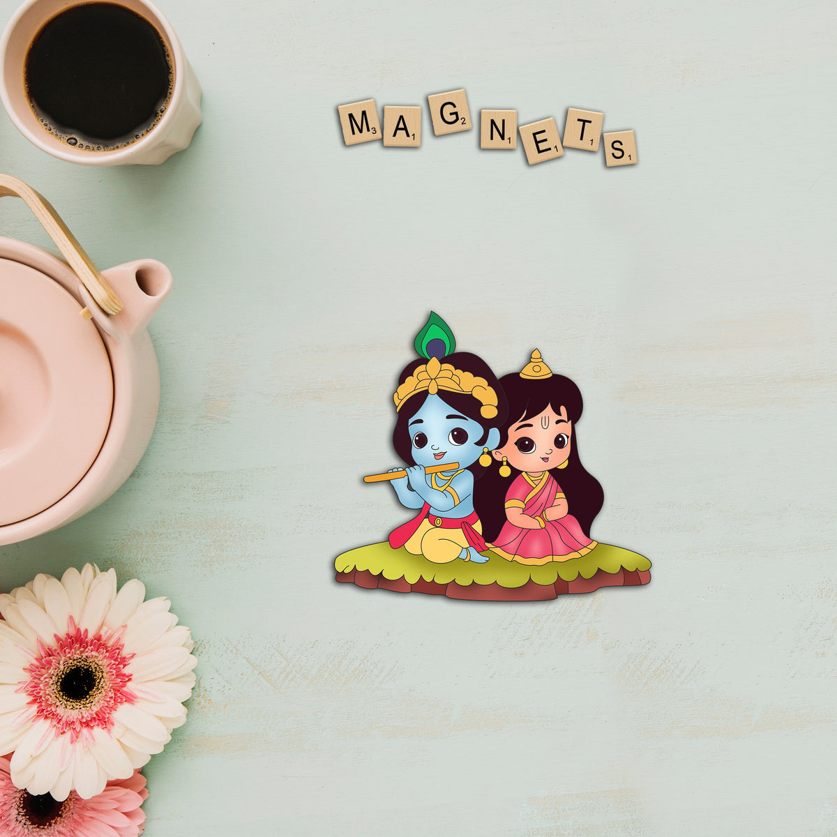 Wooden Fridge Magnet - Radha Krishna
