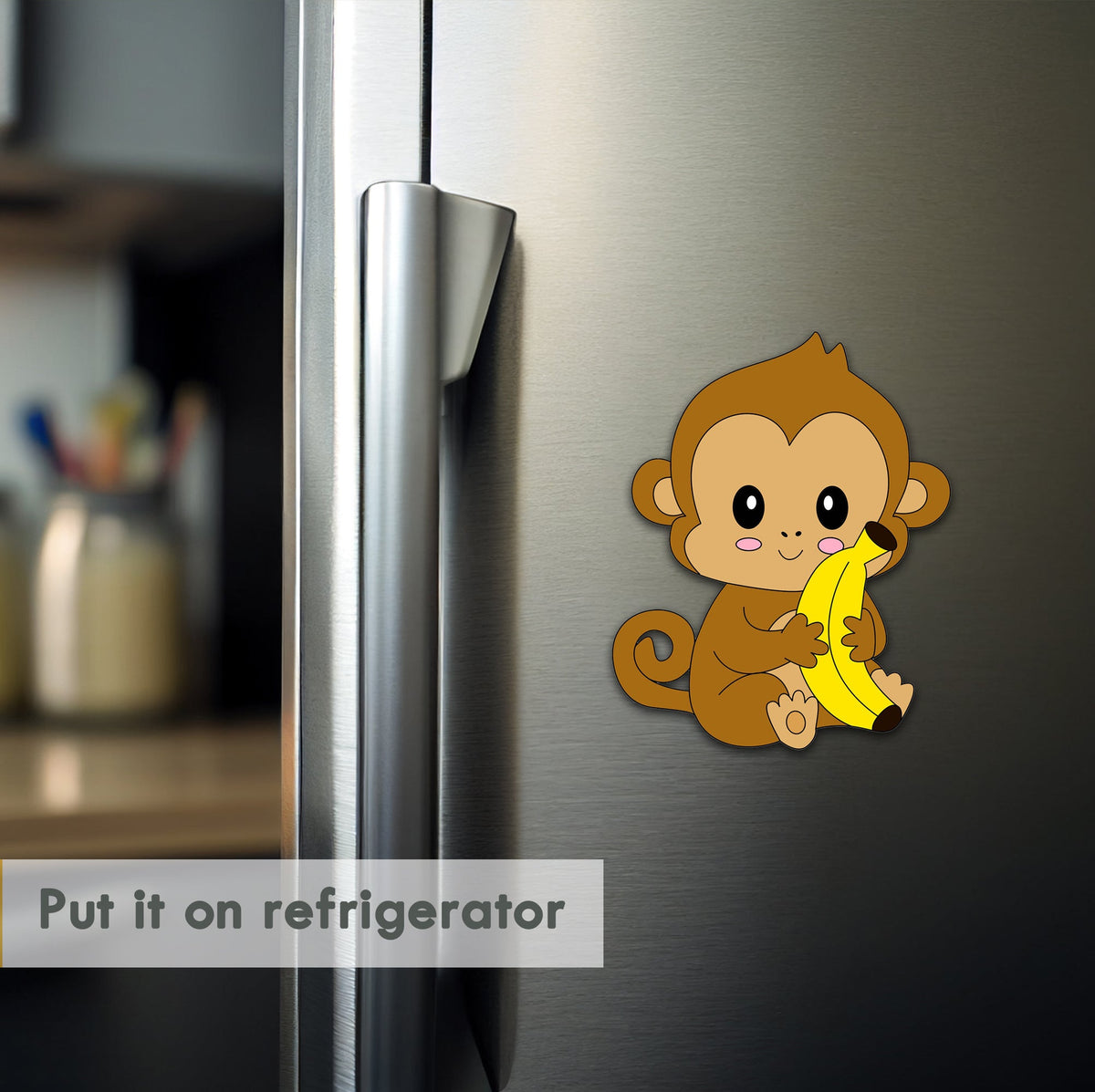 Wooden Fridge Magnet - Monkey with Banana