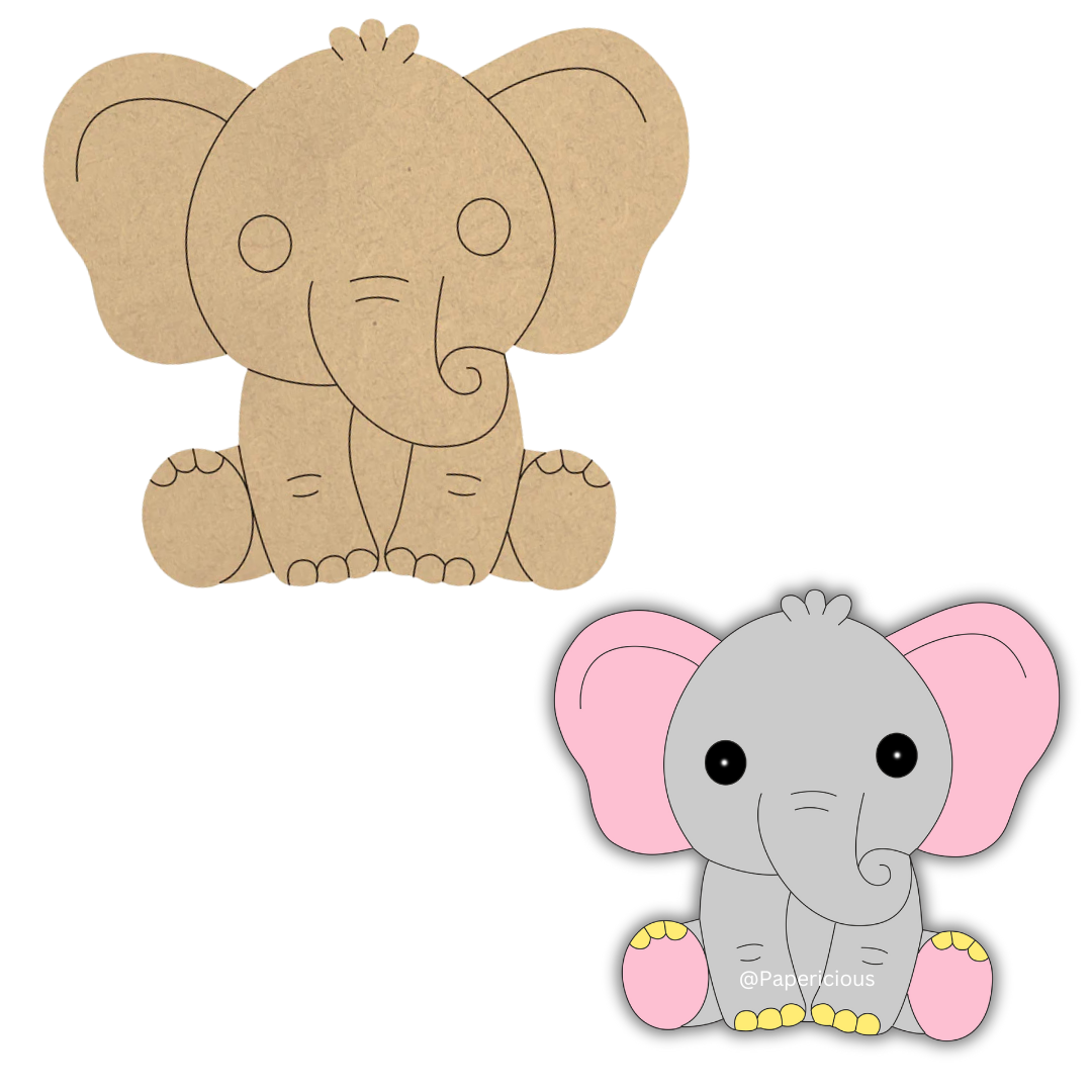 4 mm thick Pre Marked MDF Base Cute Elephant