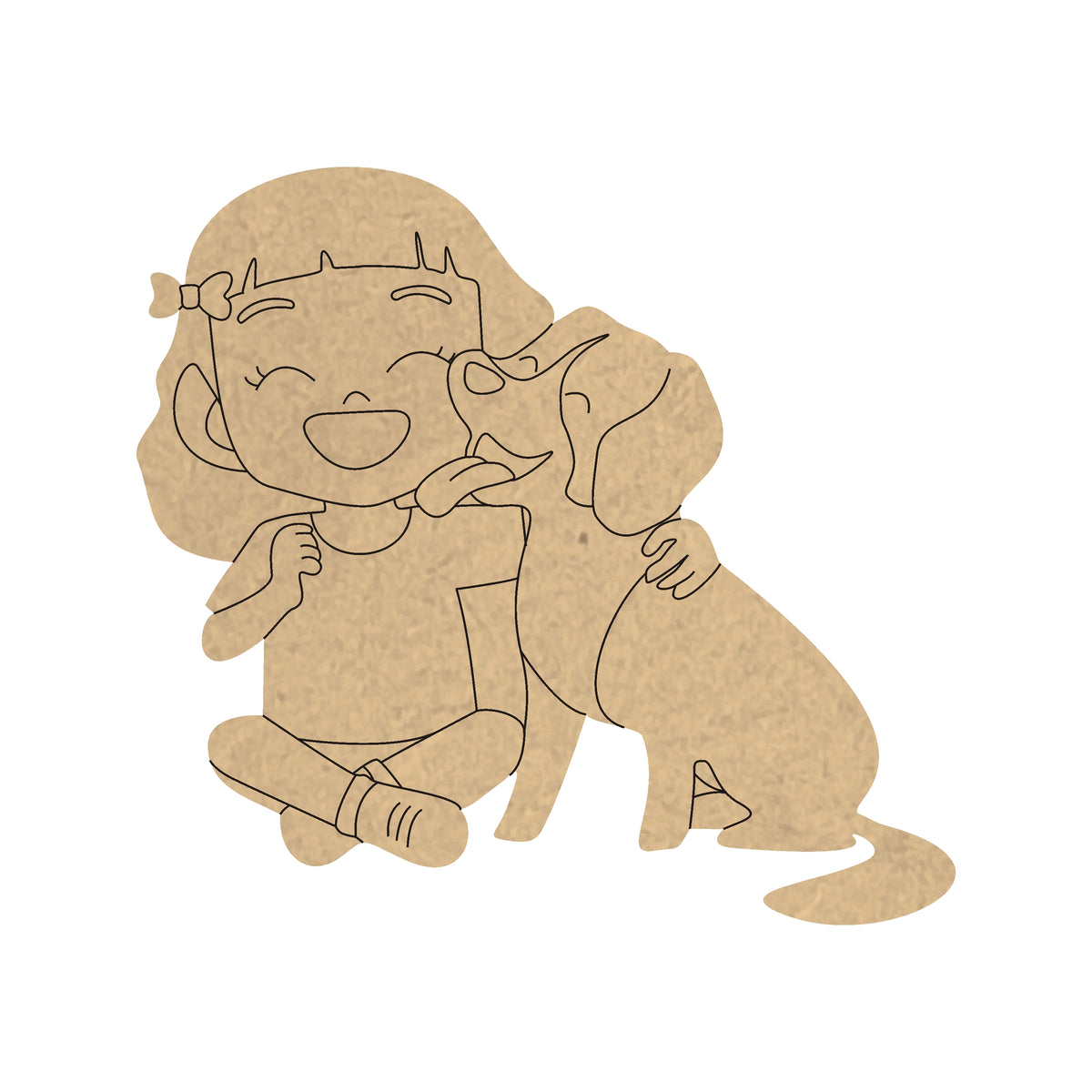 Pre Marked MDF Cutout - Girl and Dog