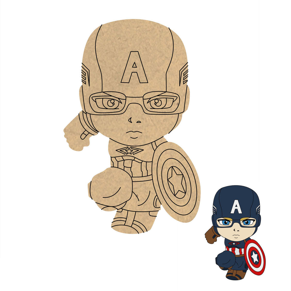 Pre Marked MDF Base - Kids/Captain America