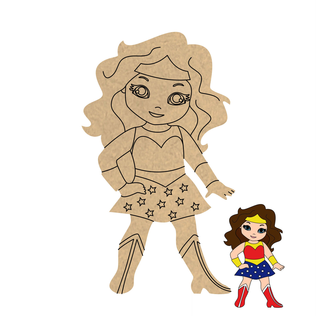 Pre Marked MDF Base - Kids/Super Woman