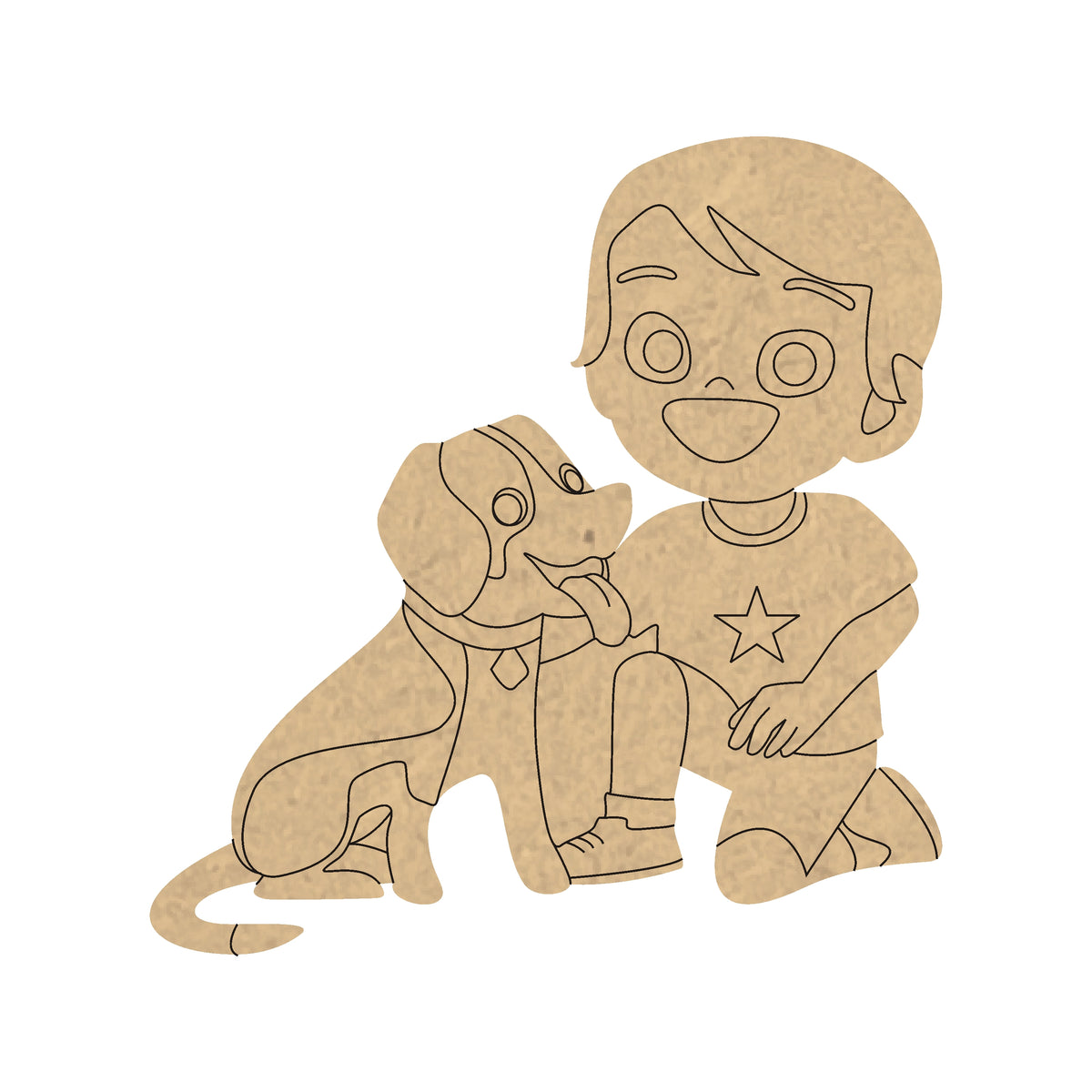Pre Marked MDF Cutout - Boy and Dog