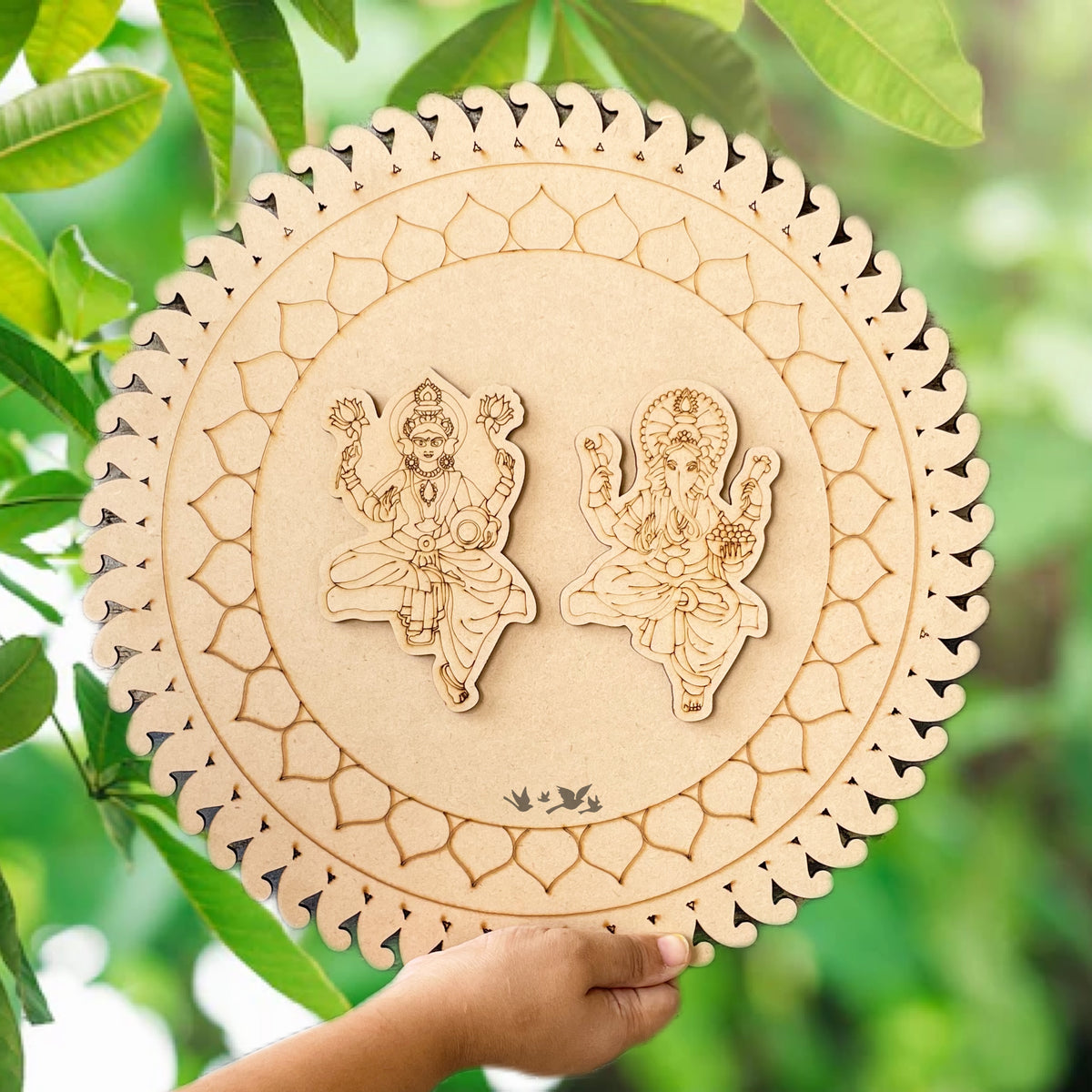 Pre Marked MDF Mandala - Ganesh Lakshmi