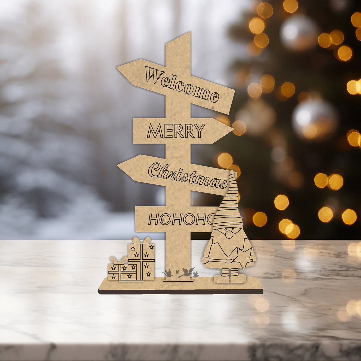 3D Premarked MDF- Christmas road sign