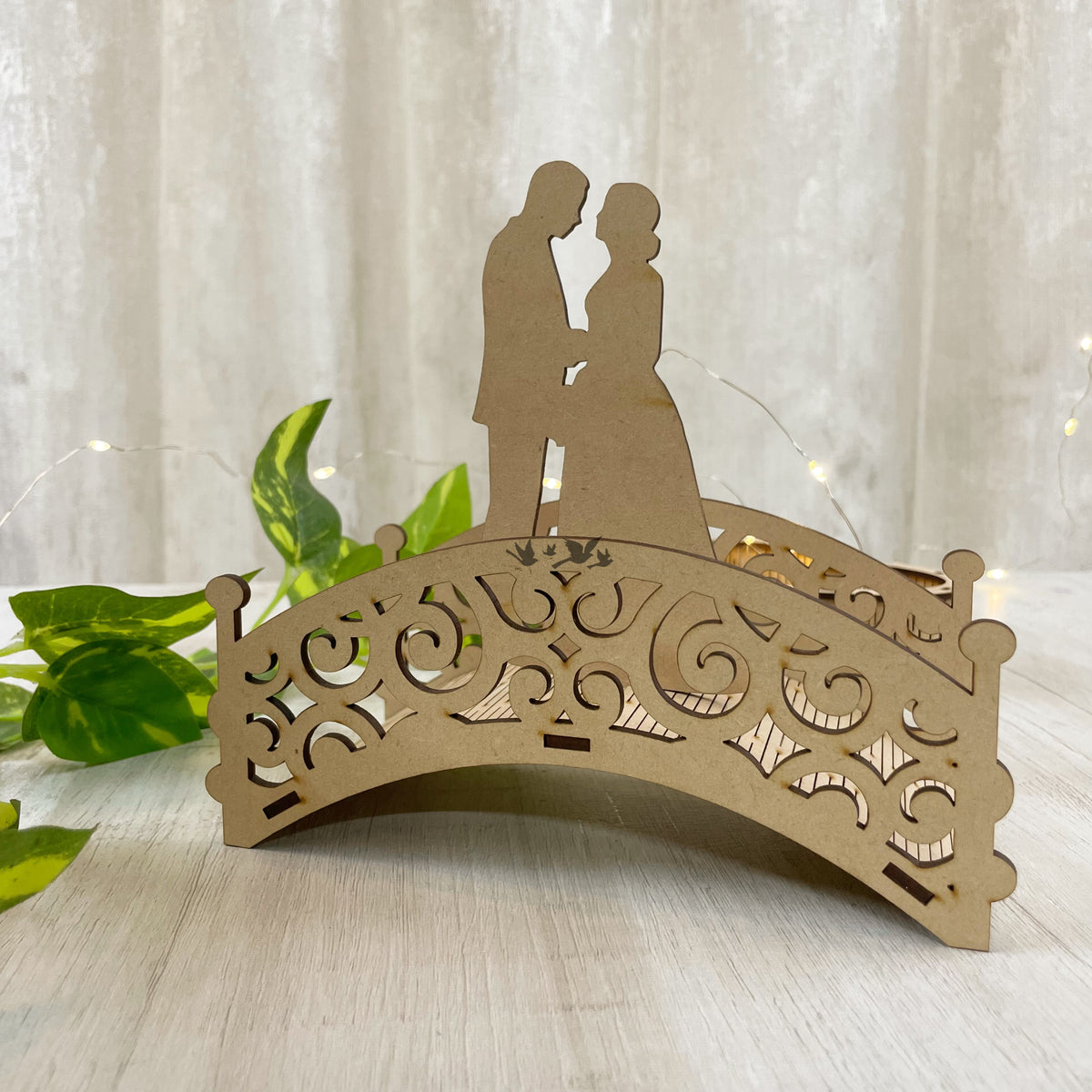 Pre Marked MDF Base - Valentines - 3D Couple on bridge