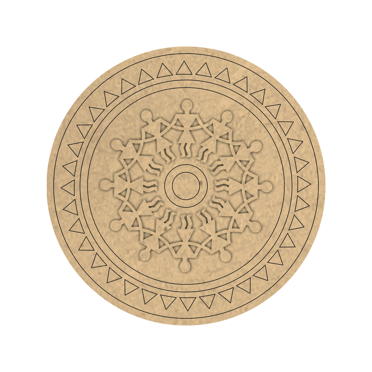 Pre Marked MDF Cutout - Warli Mandala- 2 Layered