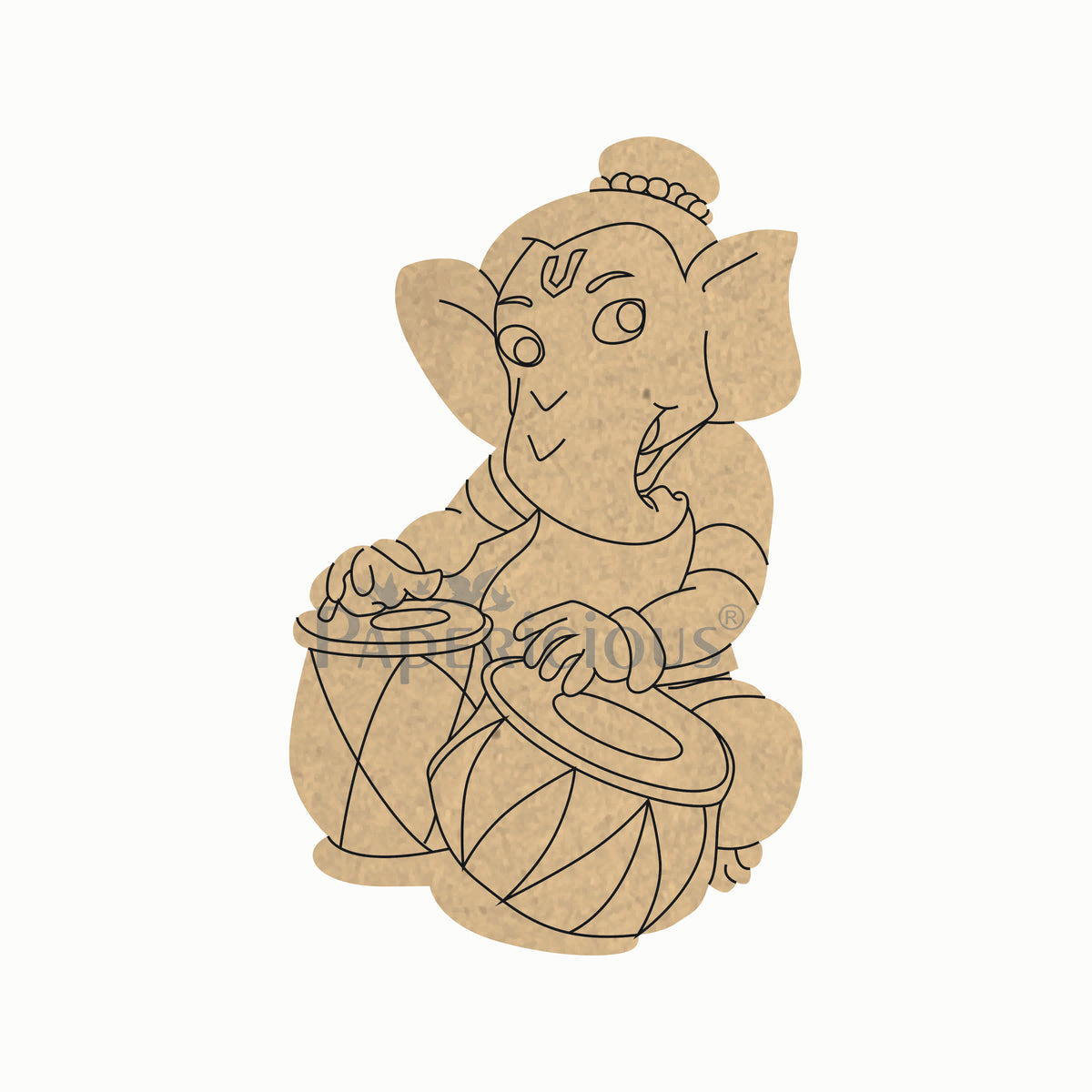 Pre Marked MDF Base - Ganesha with Dholak
