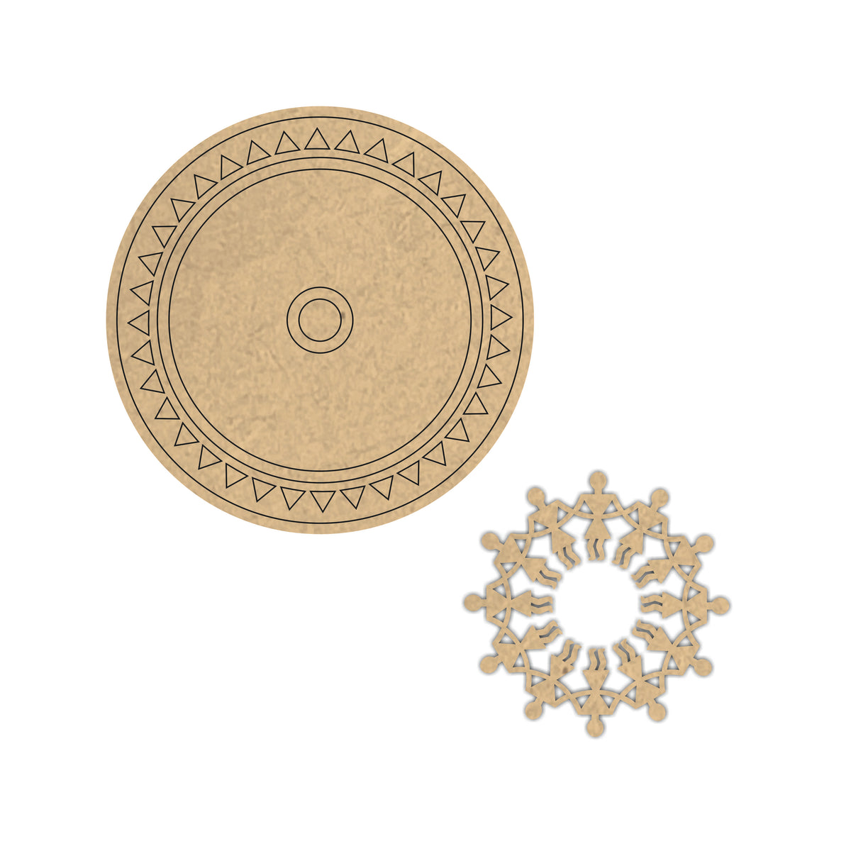 Pre Marked MDF Cutout - Warli Mandala- 2 Layered