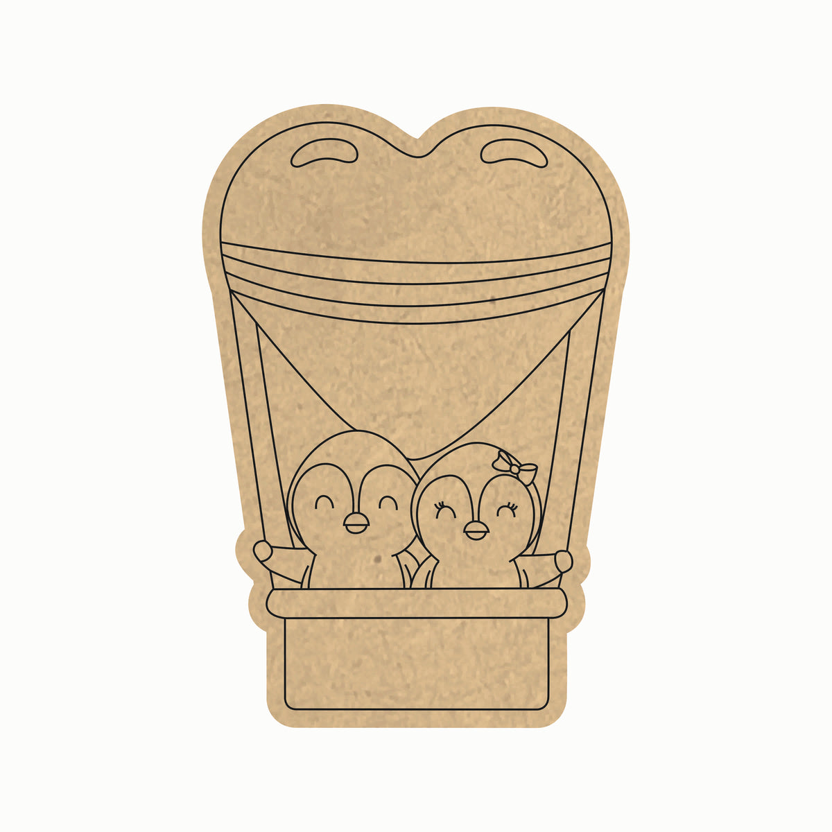 Pre Marked MDF Base - Valentines/Penguin in balloon