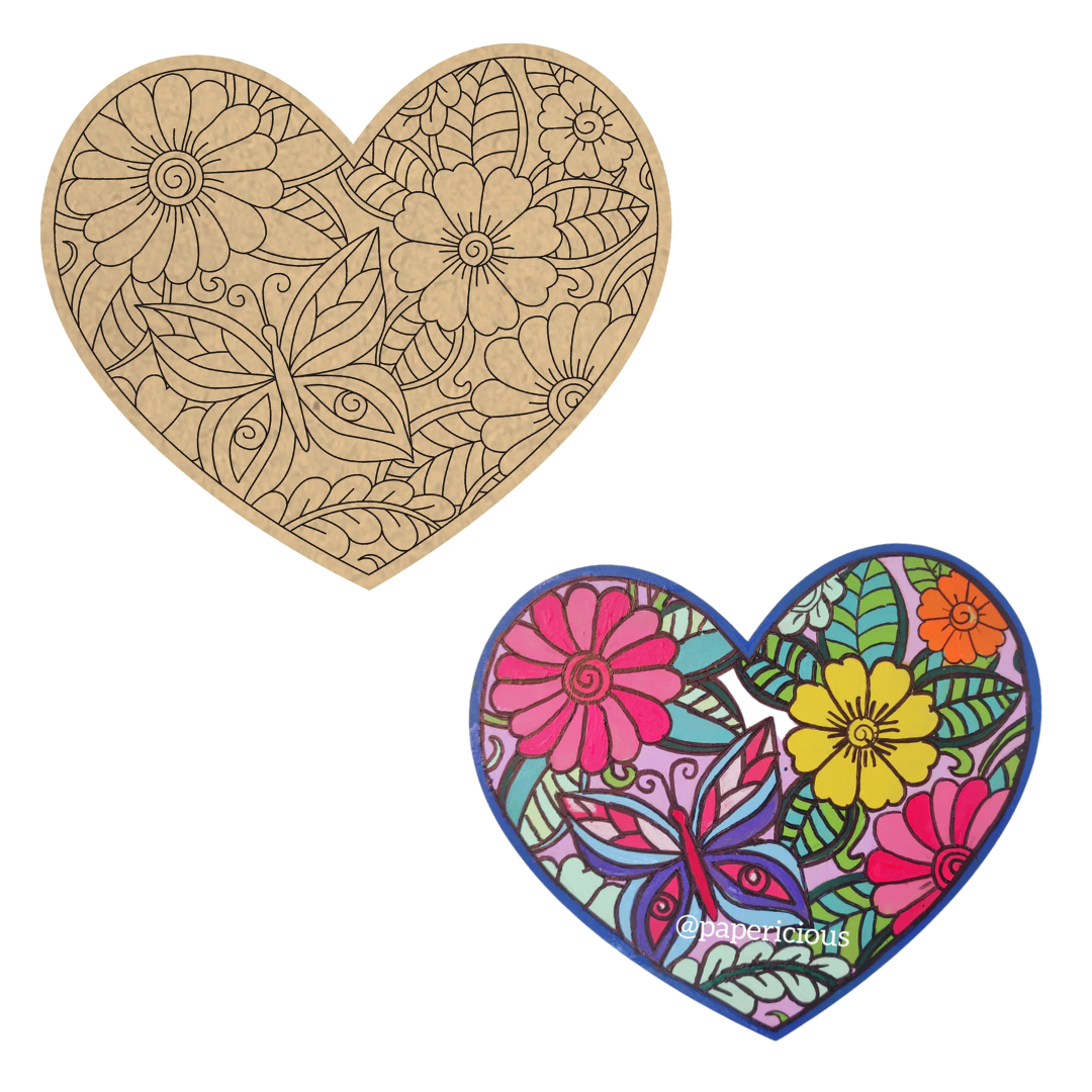 4 mm thick Pre Marked MDF Base Heart Mandala