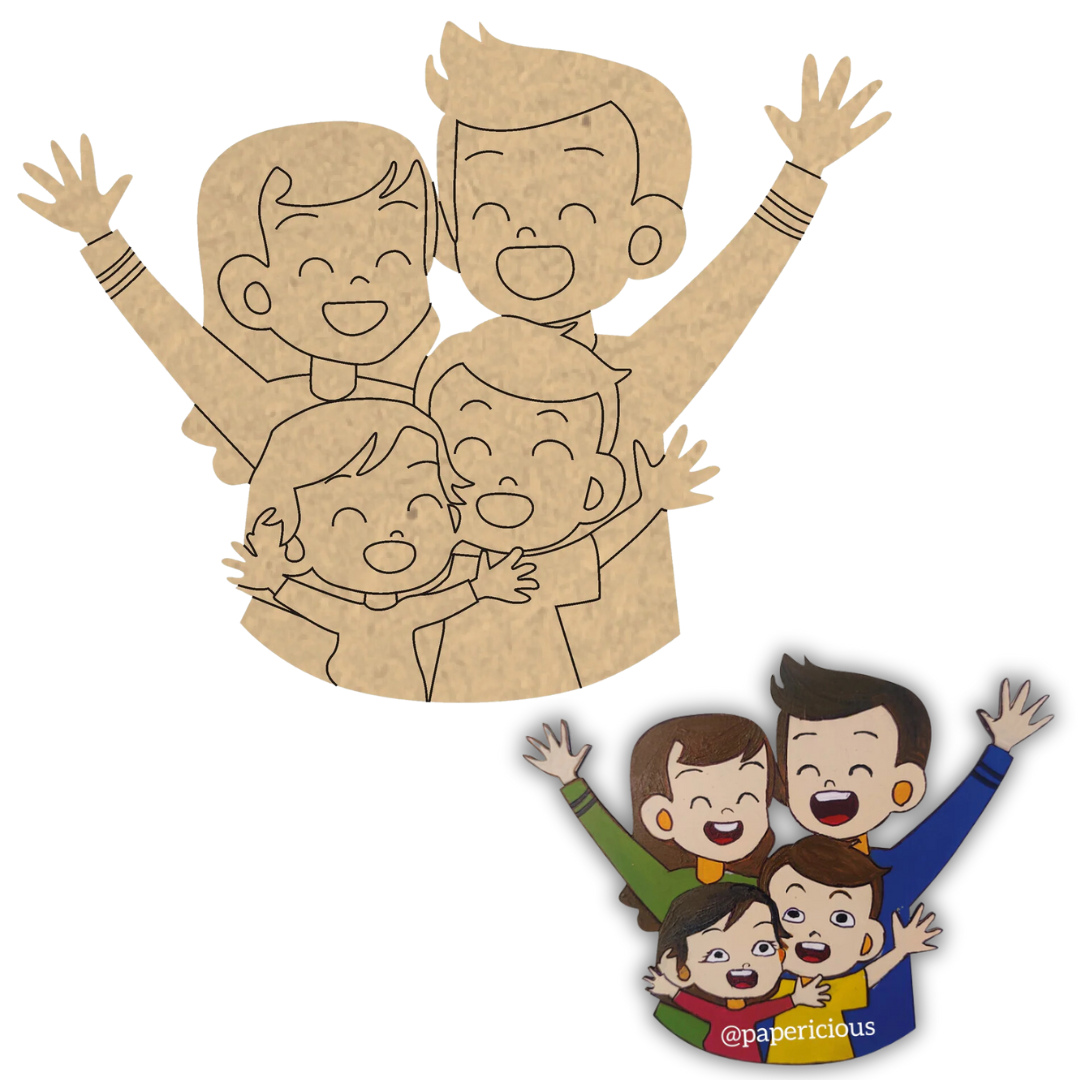 4mm thick Pre Marked MDF Base Happy Family