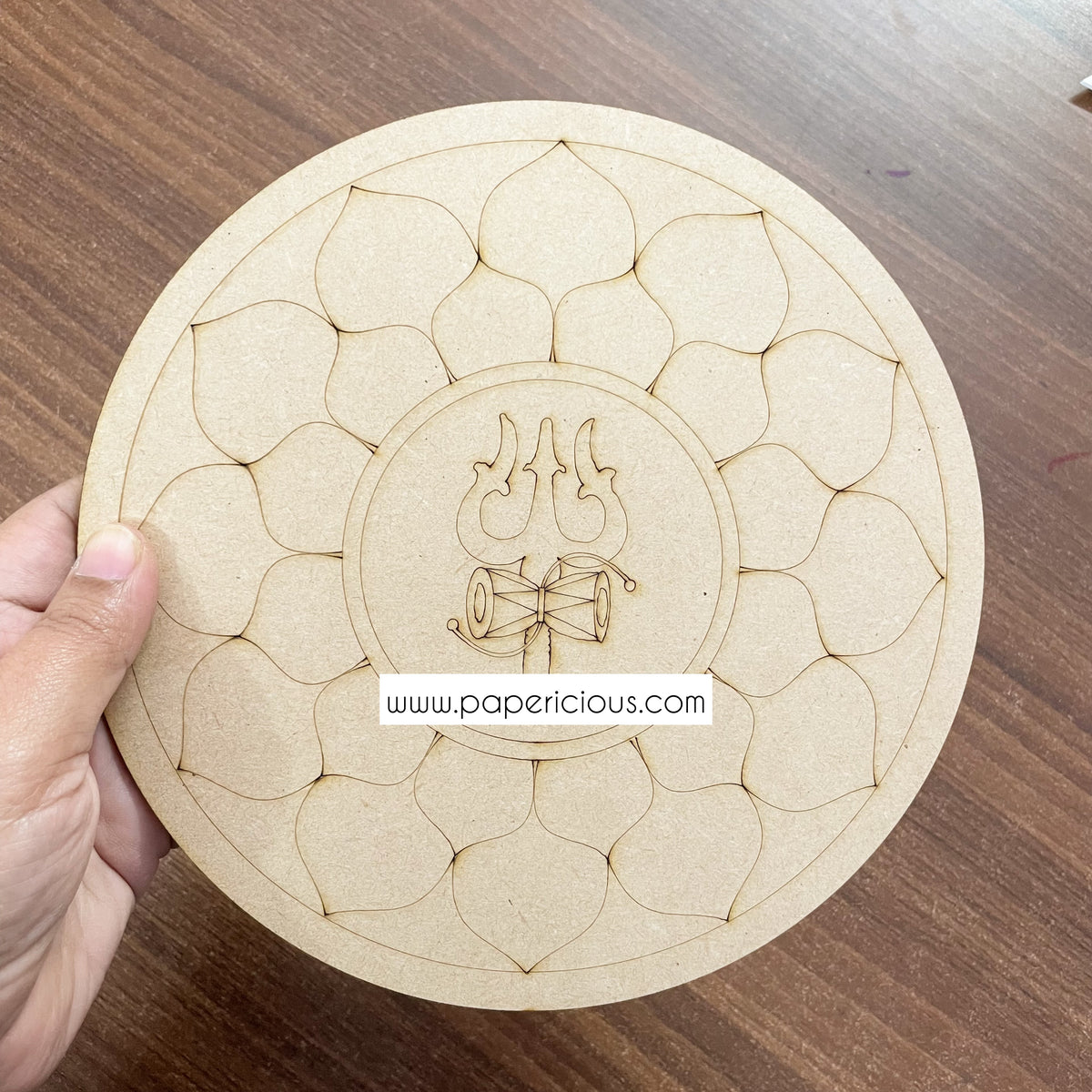 Pre Marked MDF Base - Trishul and Damru Mandala