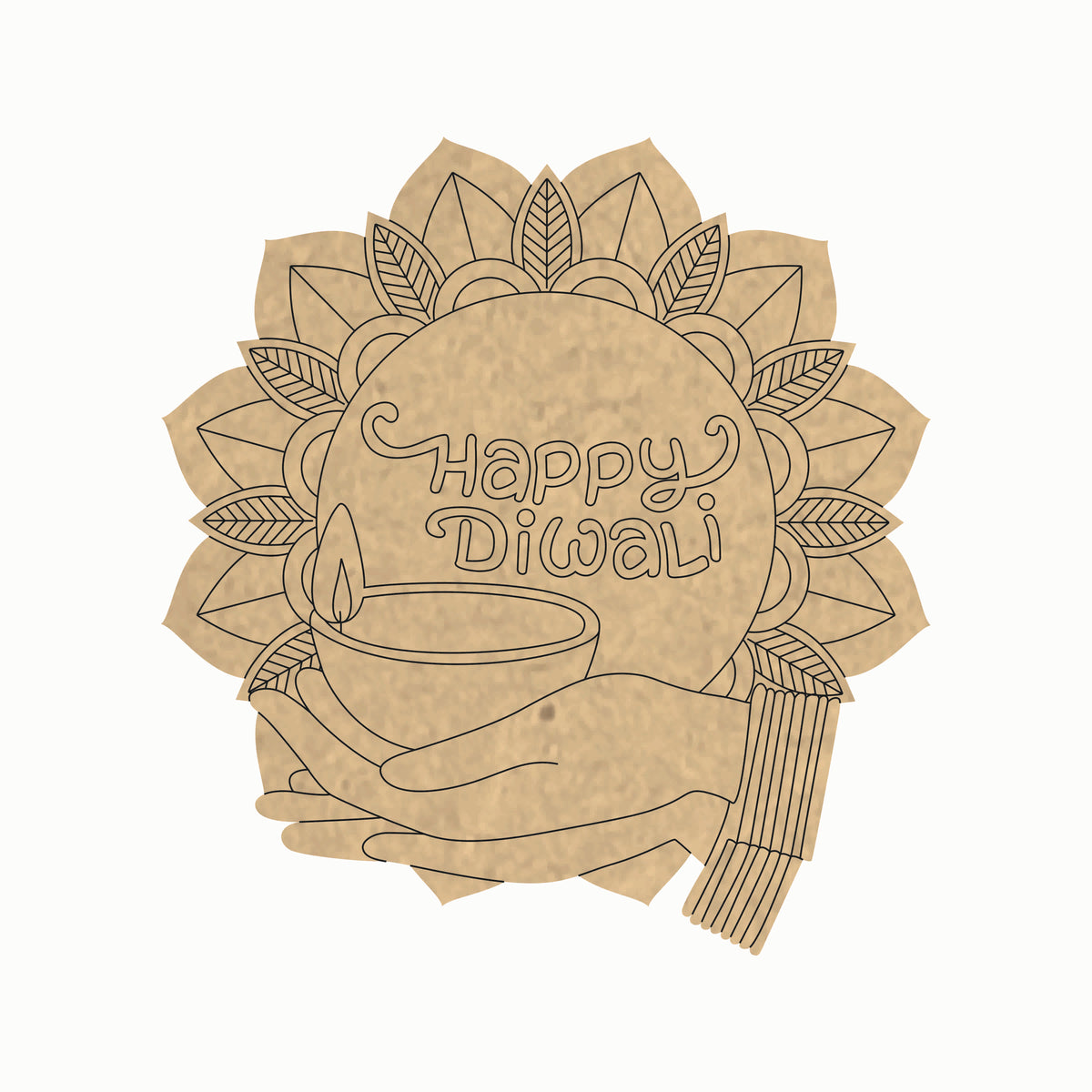 Pre Marked MDF Cutout - Diwali with hands