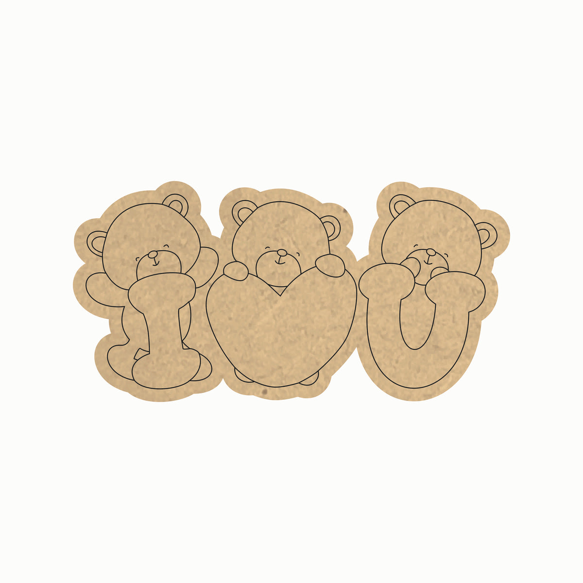 Pre Marked MDF Base - Valentines/I love you Bears