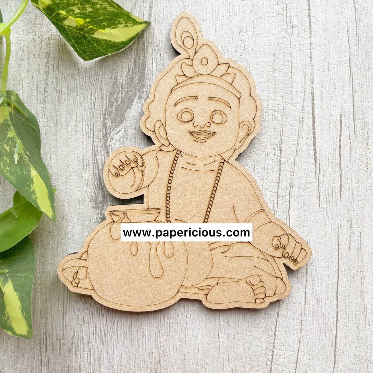 Pre Marked MDF Base - Makhan chor Krishna