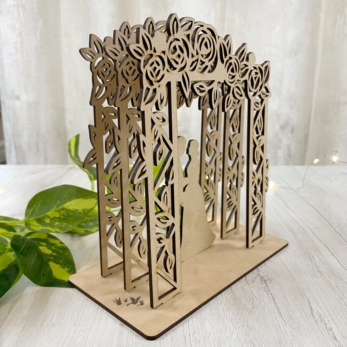 Pre Marked MDF Base - Valentines - 3D couple in Arc (unassembled)