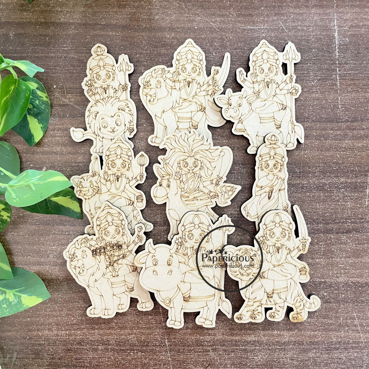 Pre Marked MDF Base - Navdurga Cartoon cutouts