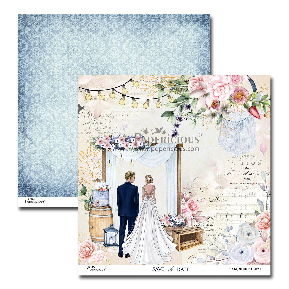 PAPERICIOUS - Save the Date - Designer Pattern Printed Scrapbook Papers 12x12 inch / 20 sheets