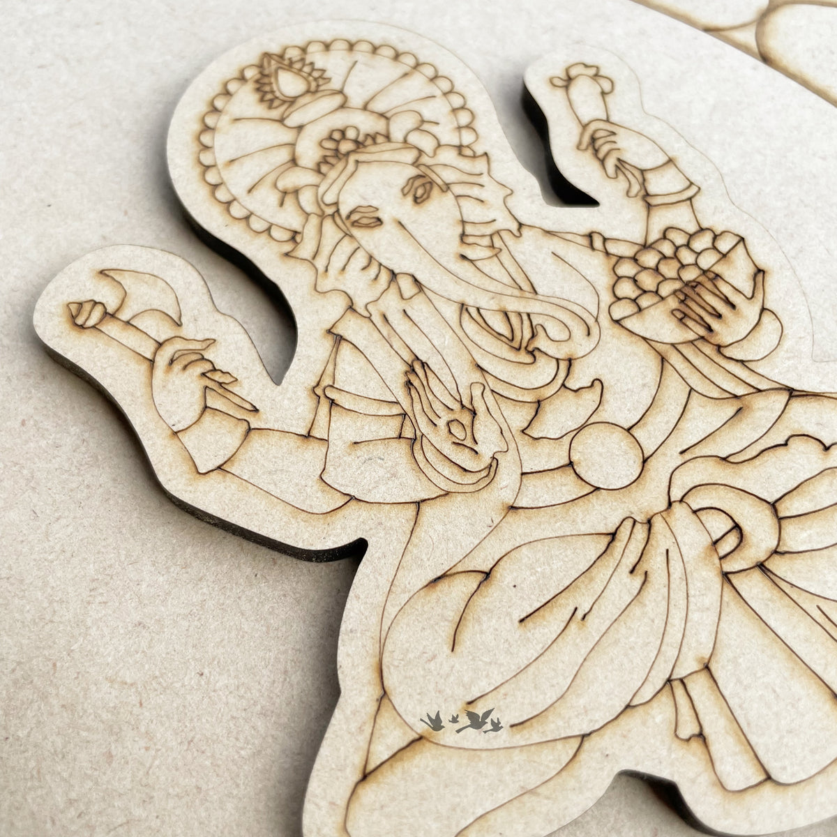 Pre Marked MDF Mandala - Ganesh Lakshmi