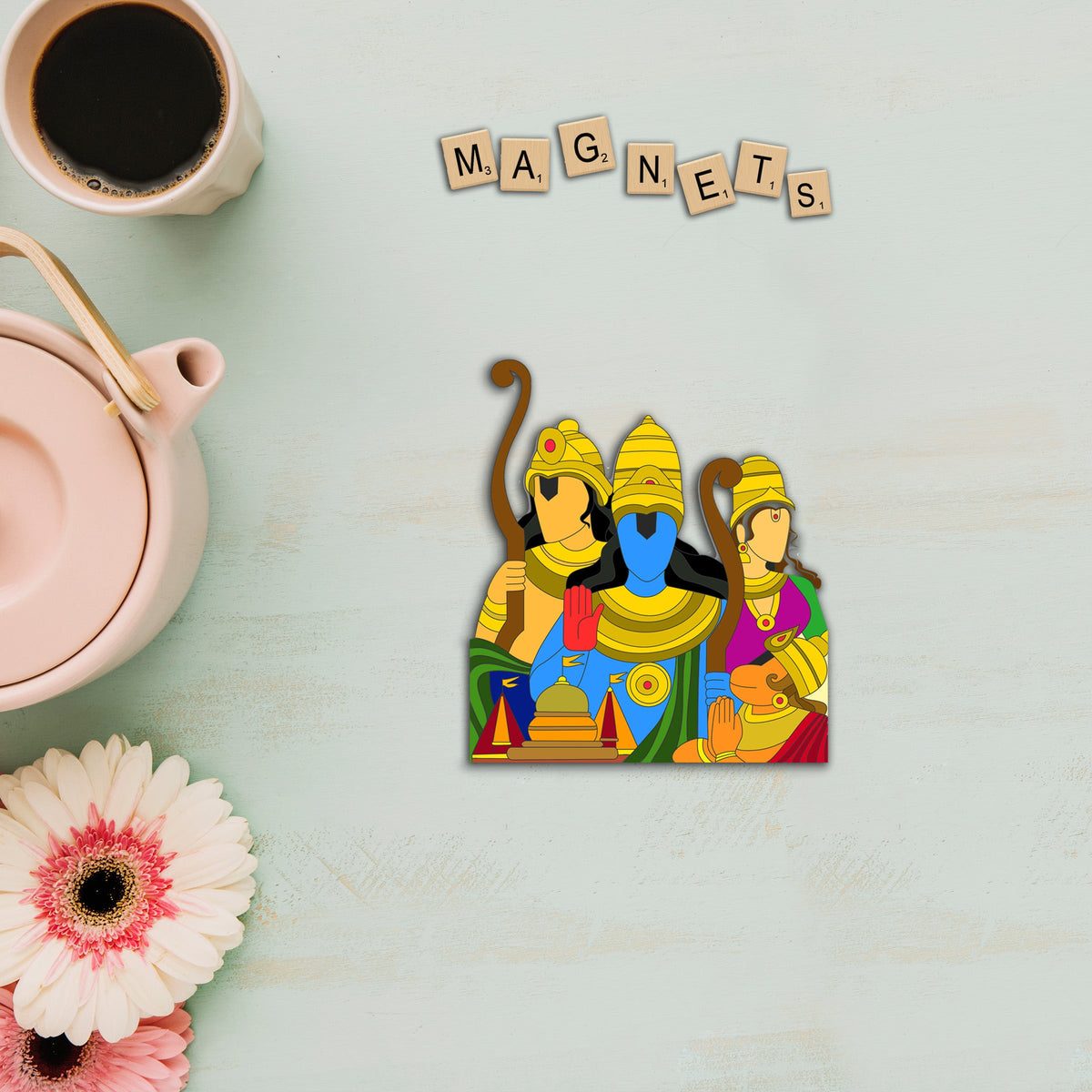 Wooden Fridge Magnet - Ram Darbar