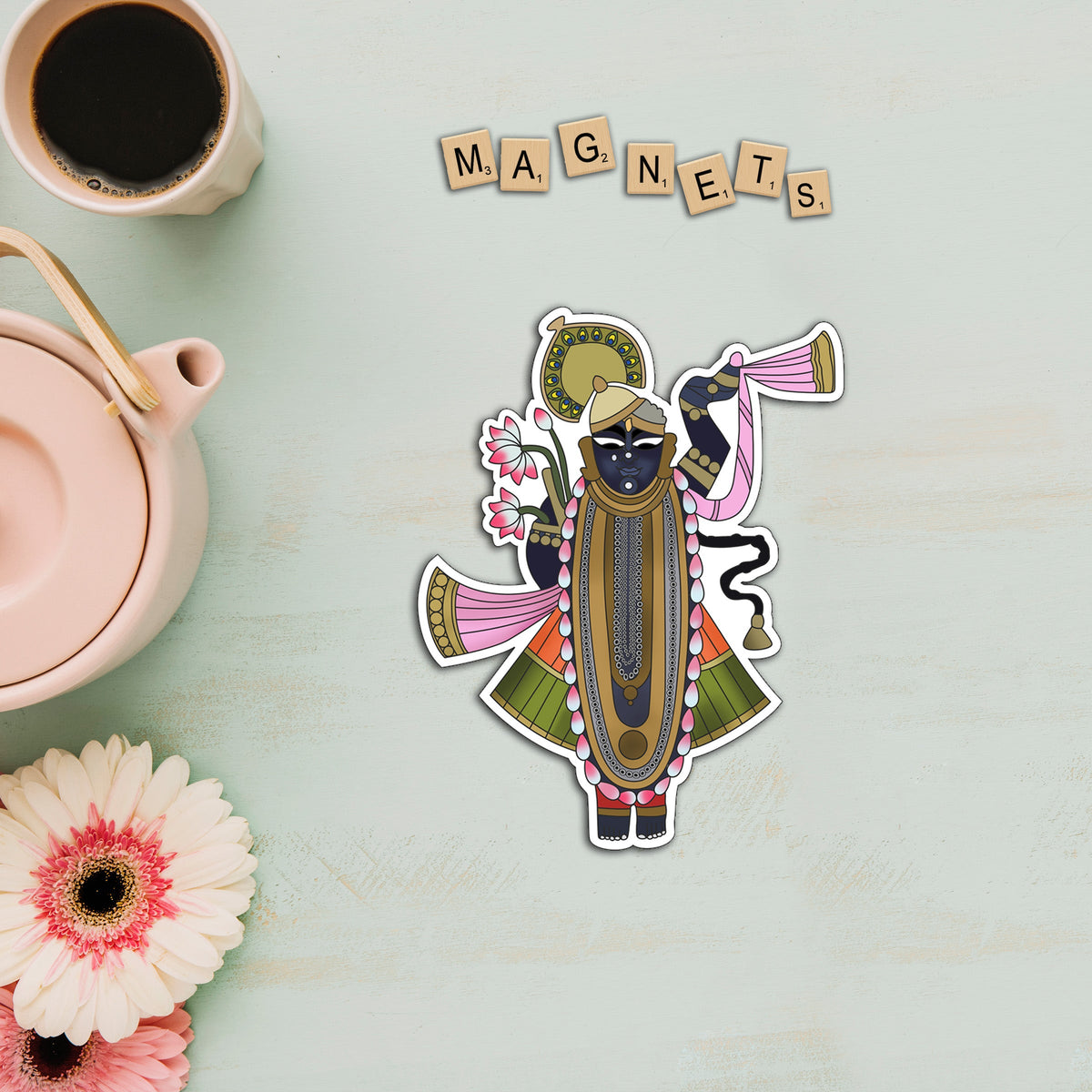 Wooden Fridge Magnet - Shreenath Ji