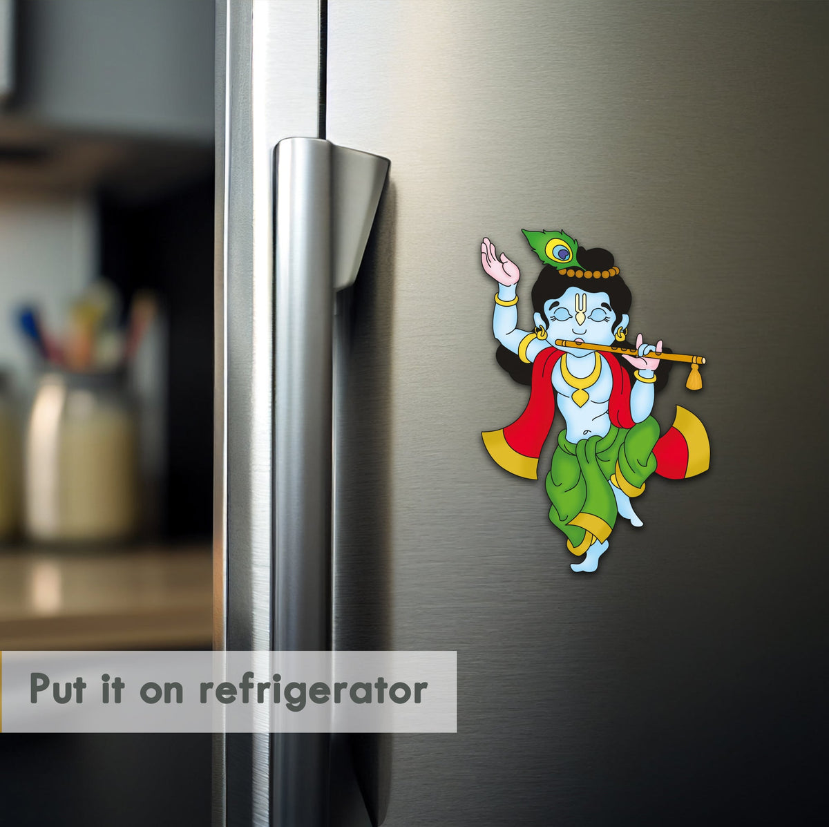 Wooden Fridge Magnet - Krishna