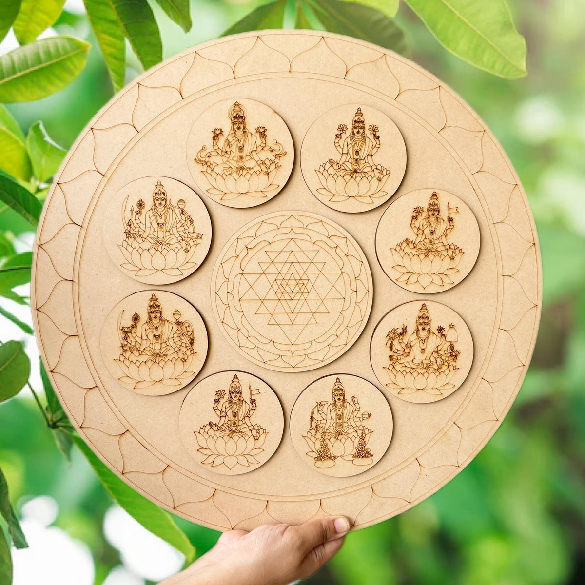 Pre Marked MDF Mandala - Ashatlakshmi with Shri Yantra