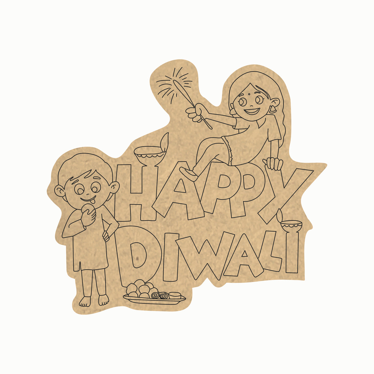 Pre Marked MDF Cutout - happy Diwali