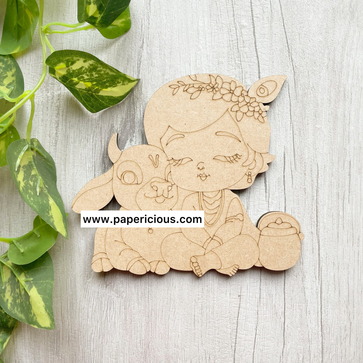 Pre Marked MDF Base - Krishna with Cow