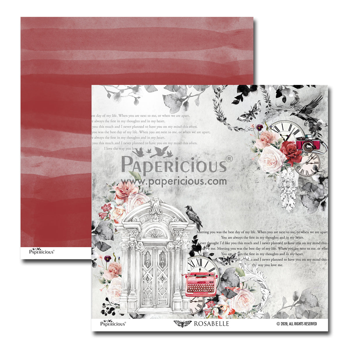 PAPERICIOUS - Rosabelle - Designer Pattern Printed Scrapbook Papers 12x12 inch / 20 sheets