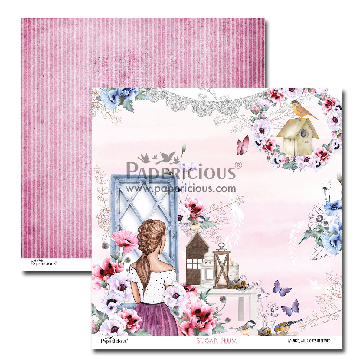 PAPERICIOUS - Sugar Plum - Designer Pattern Printed Scrapbook Papers 12x12 inch / 20 sheets