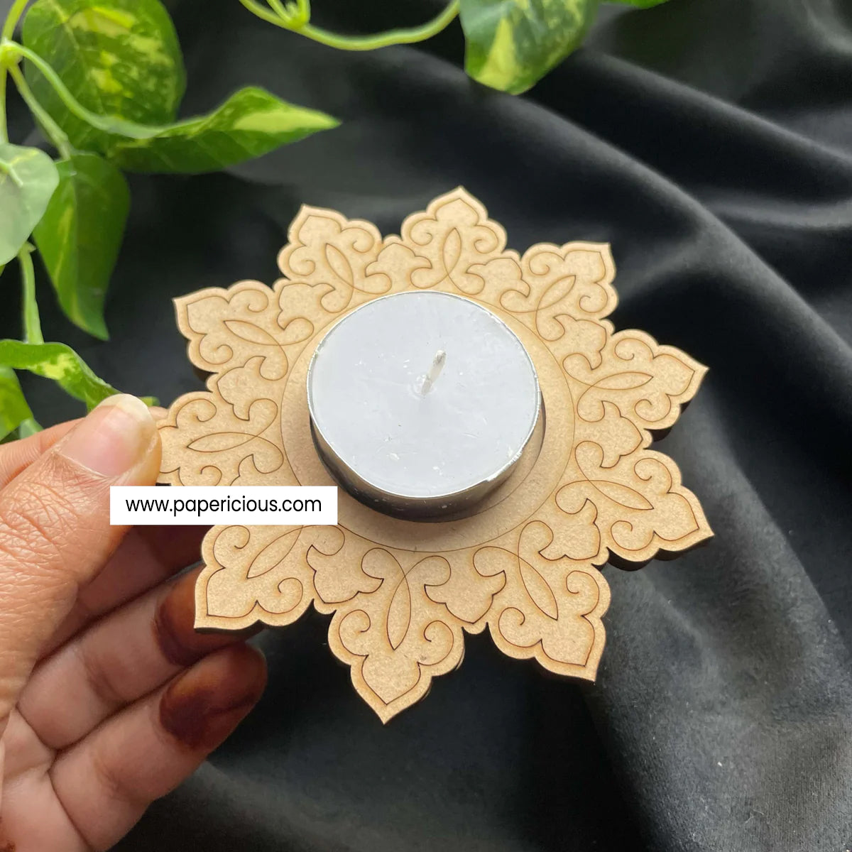 Maple Leaf Cutout Tea Light Holder main image 1