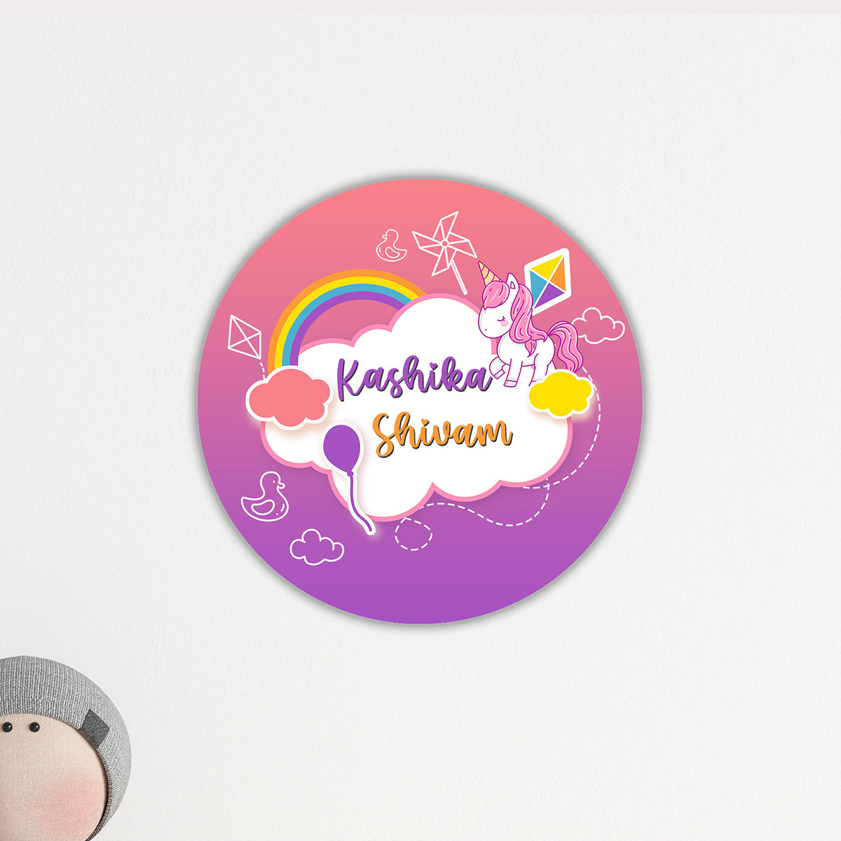 Kids Name Plate 2 Layer - Unicorn