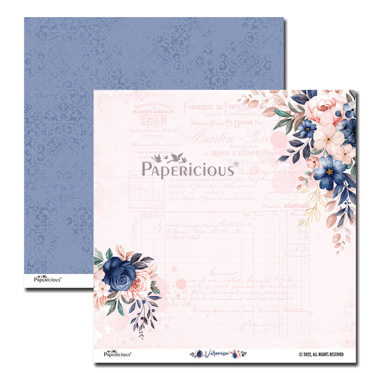 PAPERICIOUS - Veronica -  Designer Pattern Printed Scrapbook Papers 12x12 inch  / 20 sheets