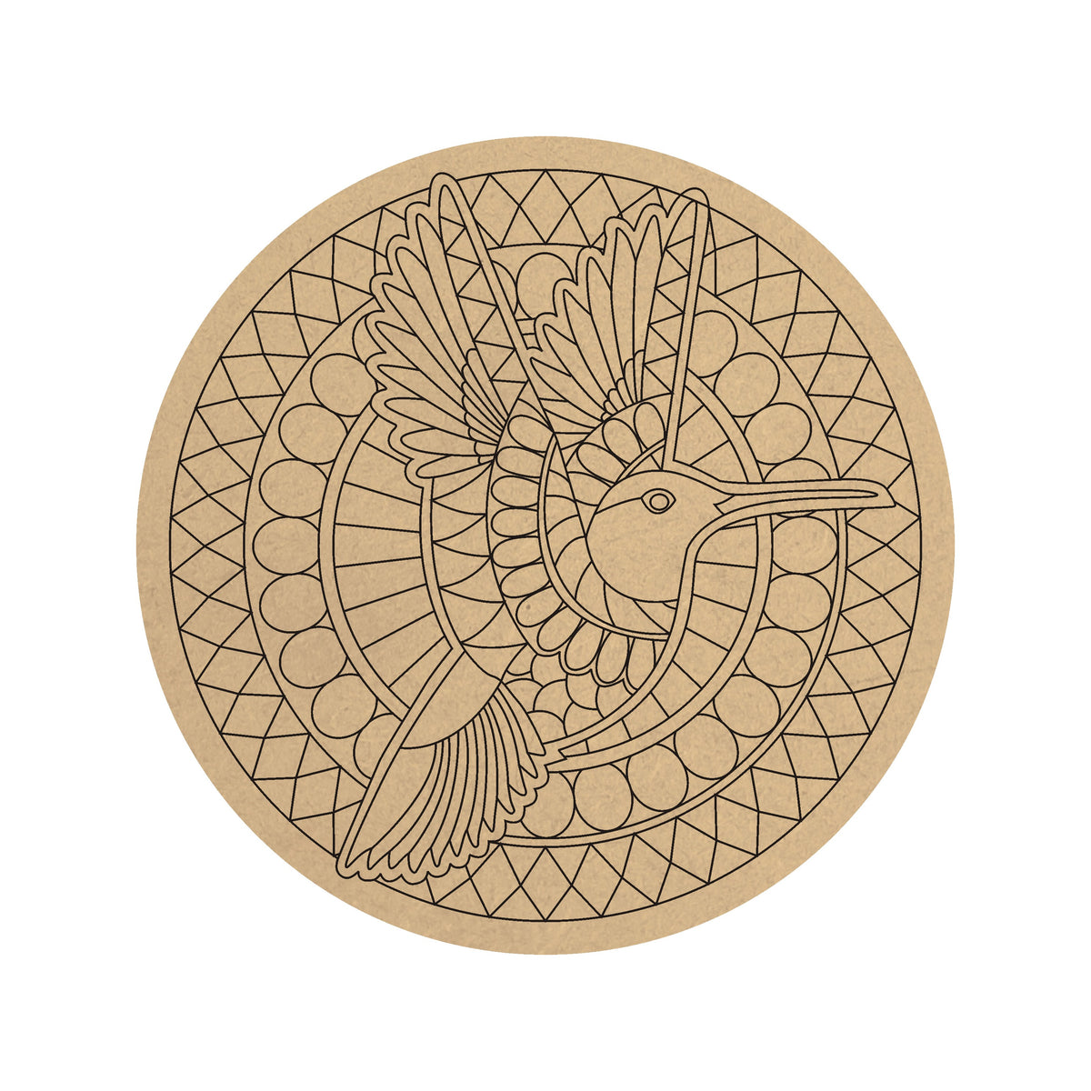 4mm thick Pre Marked MDF Base Abstract Bird Mandala