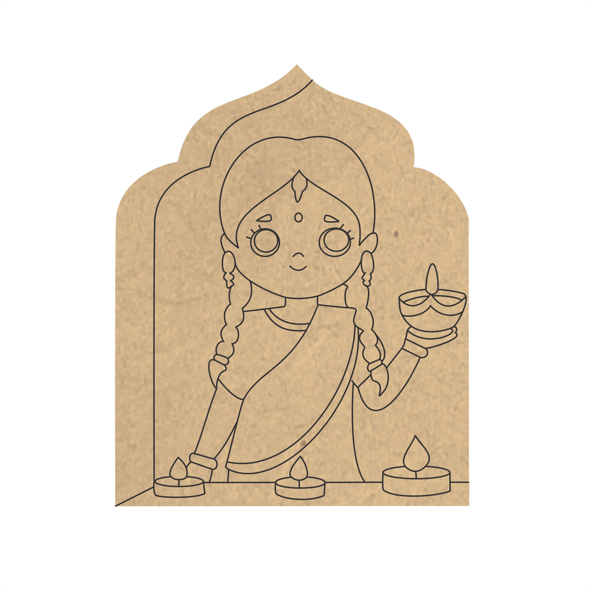 Pre Marked MDF Cutout - Diwali Jharokha girl