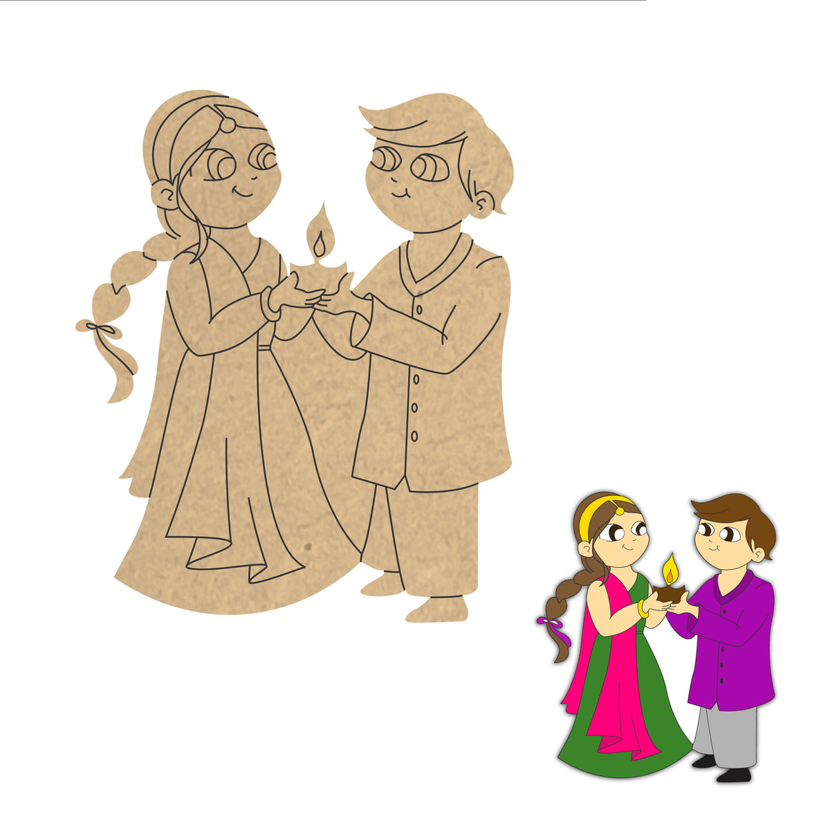 Pre Marked MDF Cutout - Diwali Celebrations