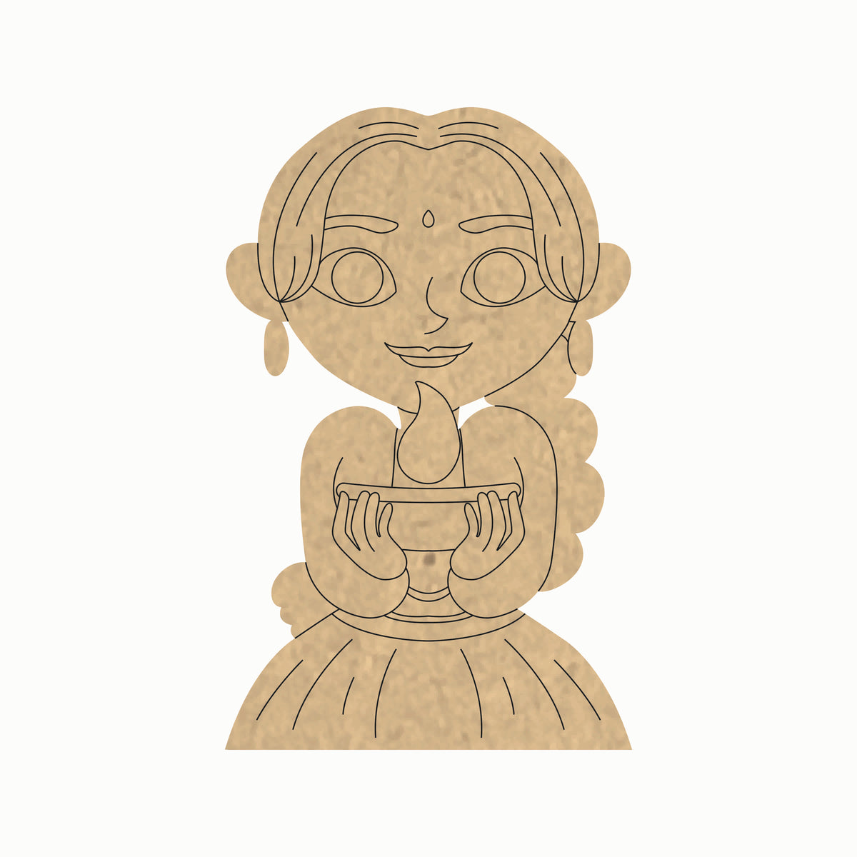 Pre Marked MDF Cutout - Girl with diya