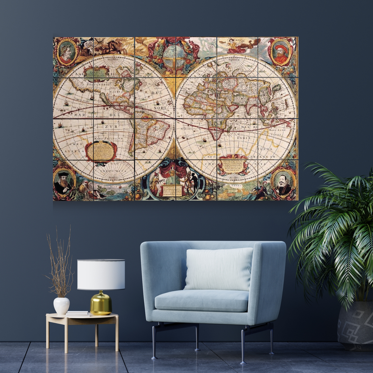 Wall Tiles Set - Ancient map of the World