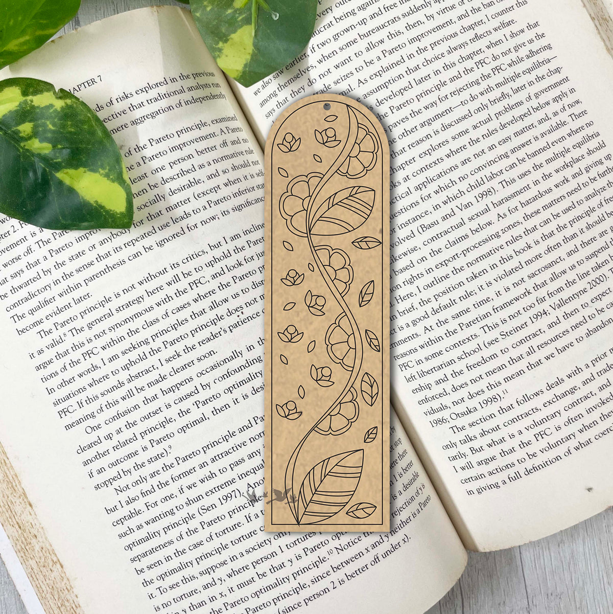 Pre Marked Mdf bookmark - Floral 1
