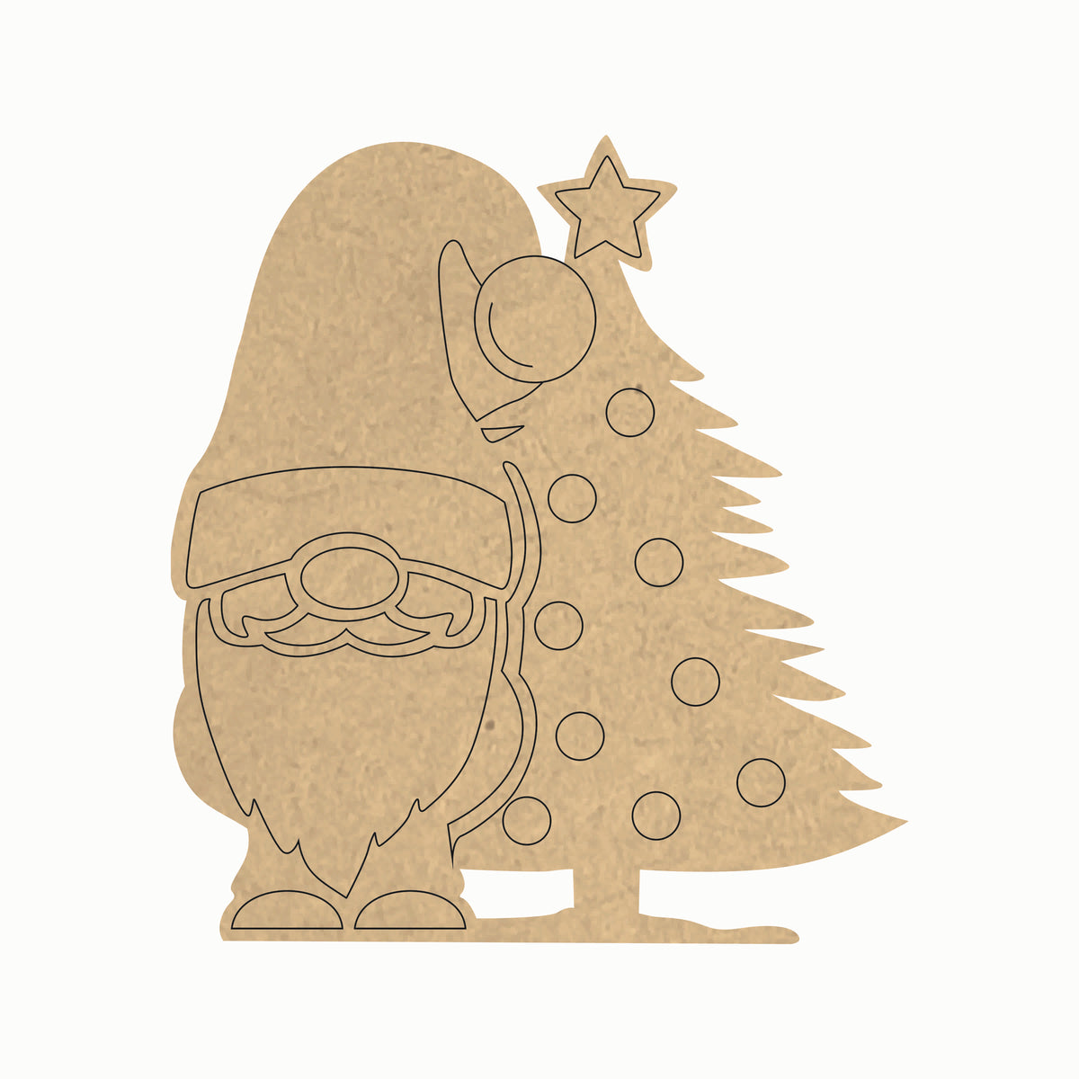 Pre Marked MDF Cutout - Gnome and tree