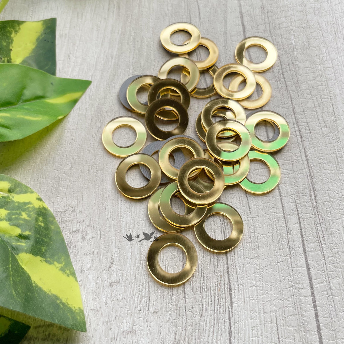 Acrylic Mirror Cutout - Golden Rings (100 pc)