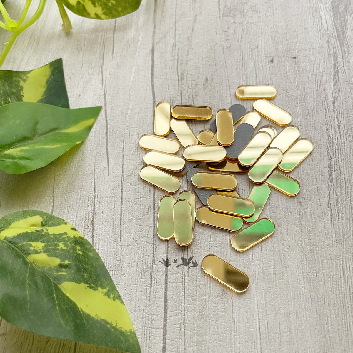 Acrylic Mirror Cutout - Golden Capsules (100 pc)