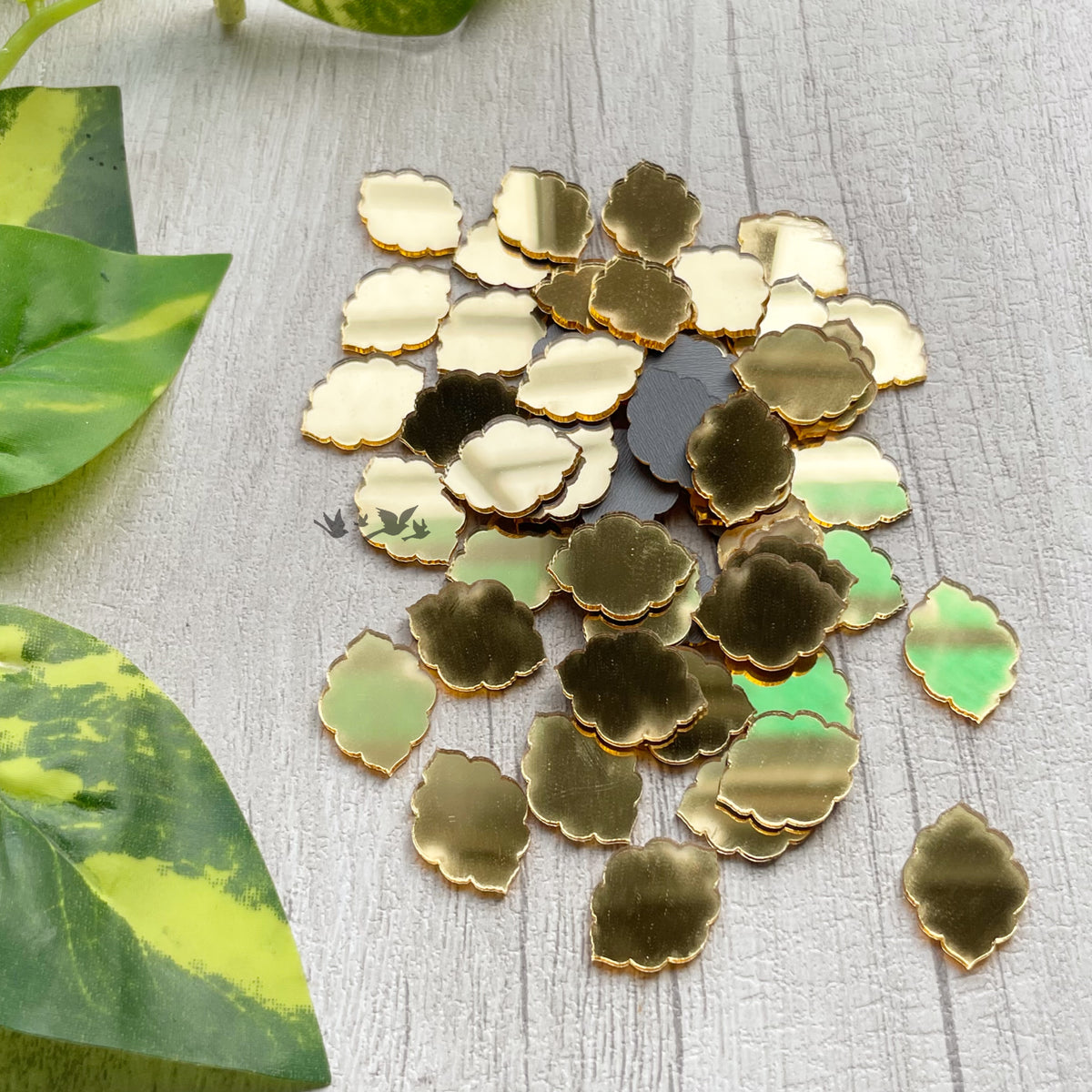 Acrylic Mirror Cutout - Golden Traditional Ornate (100 pc)