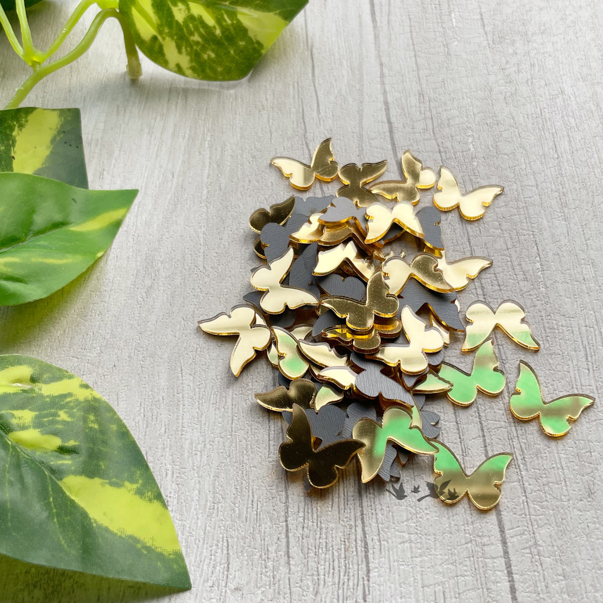 Acrylic Mirror Cutout -Golden Butterflies (100 pc)