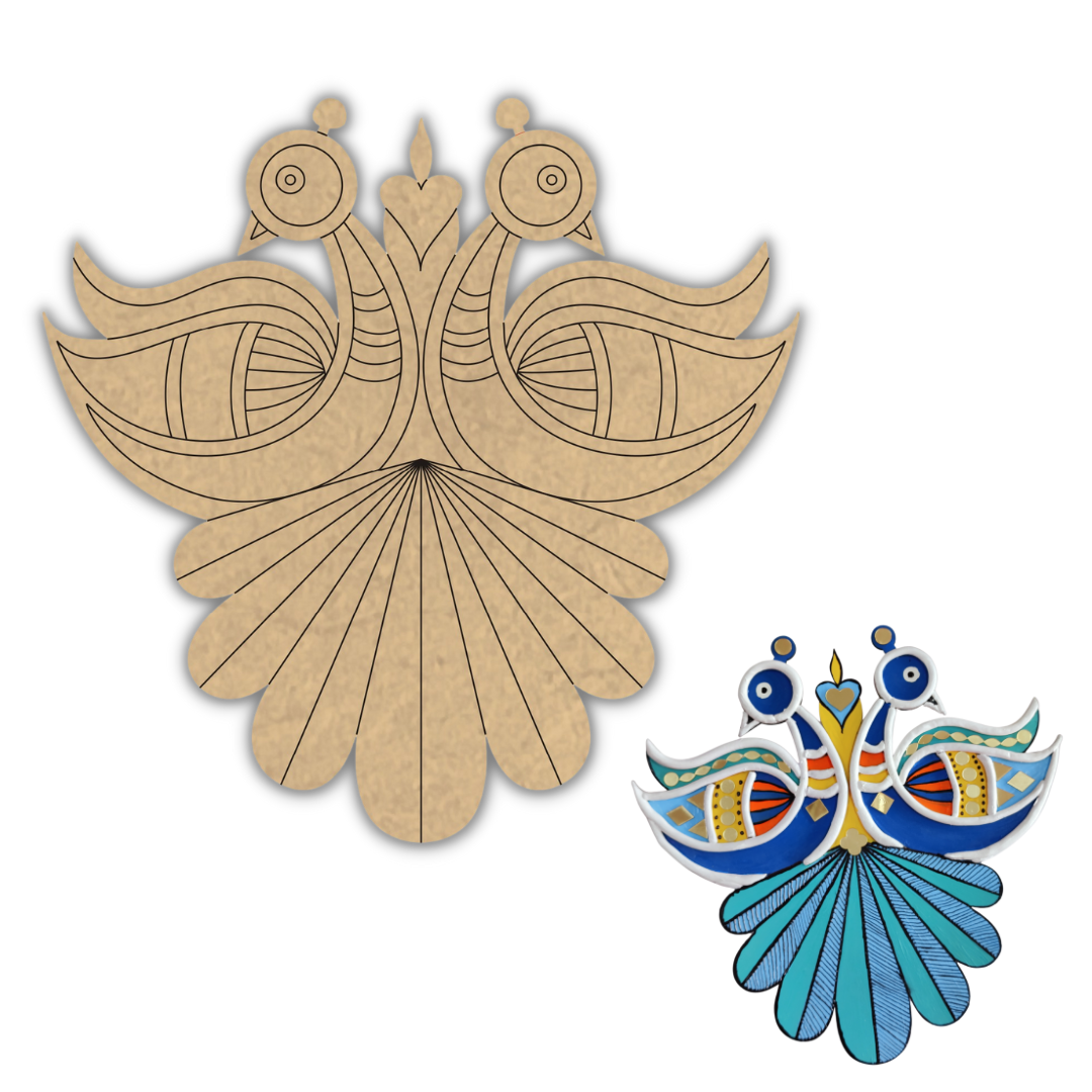 PAPERICIOUS 4mm thick Pre Marked MDF Peacock Madhubani Art