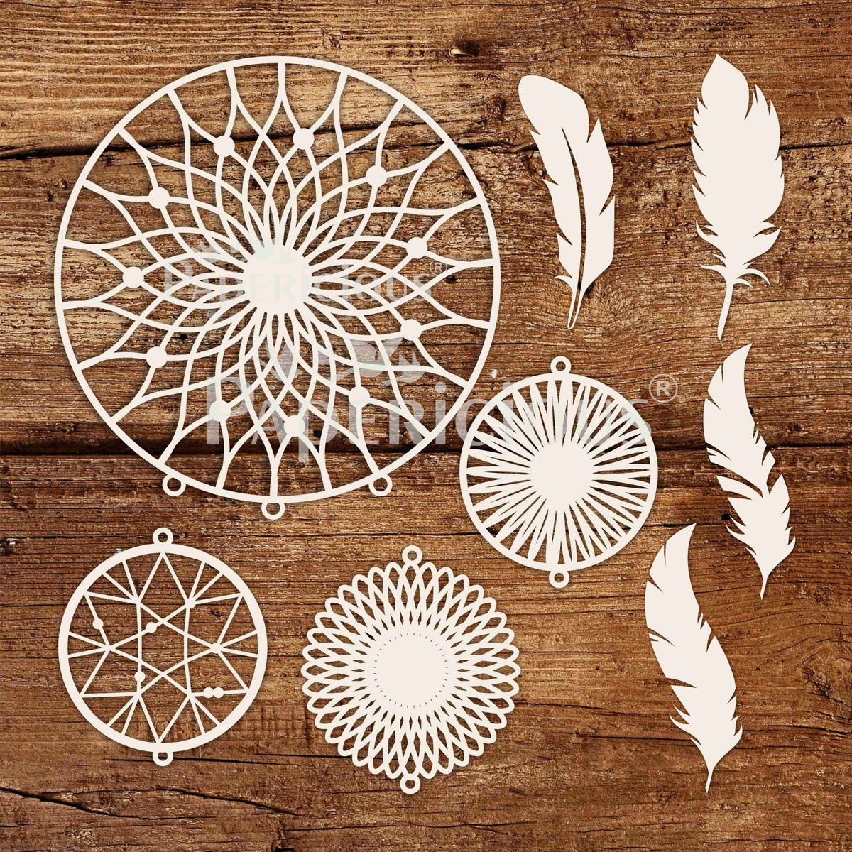 Round Dream catcher - 6x6 Inch Laser Cut Collage Chipboard (1.4mm)