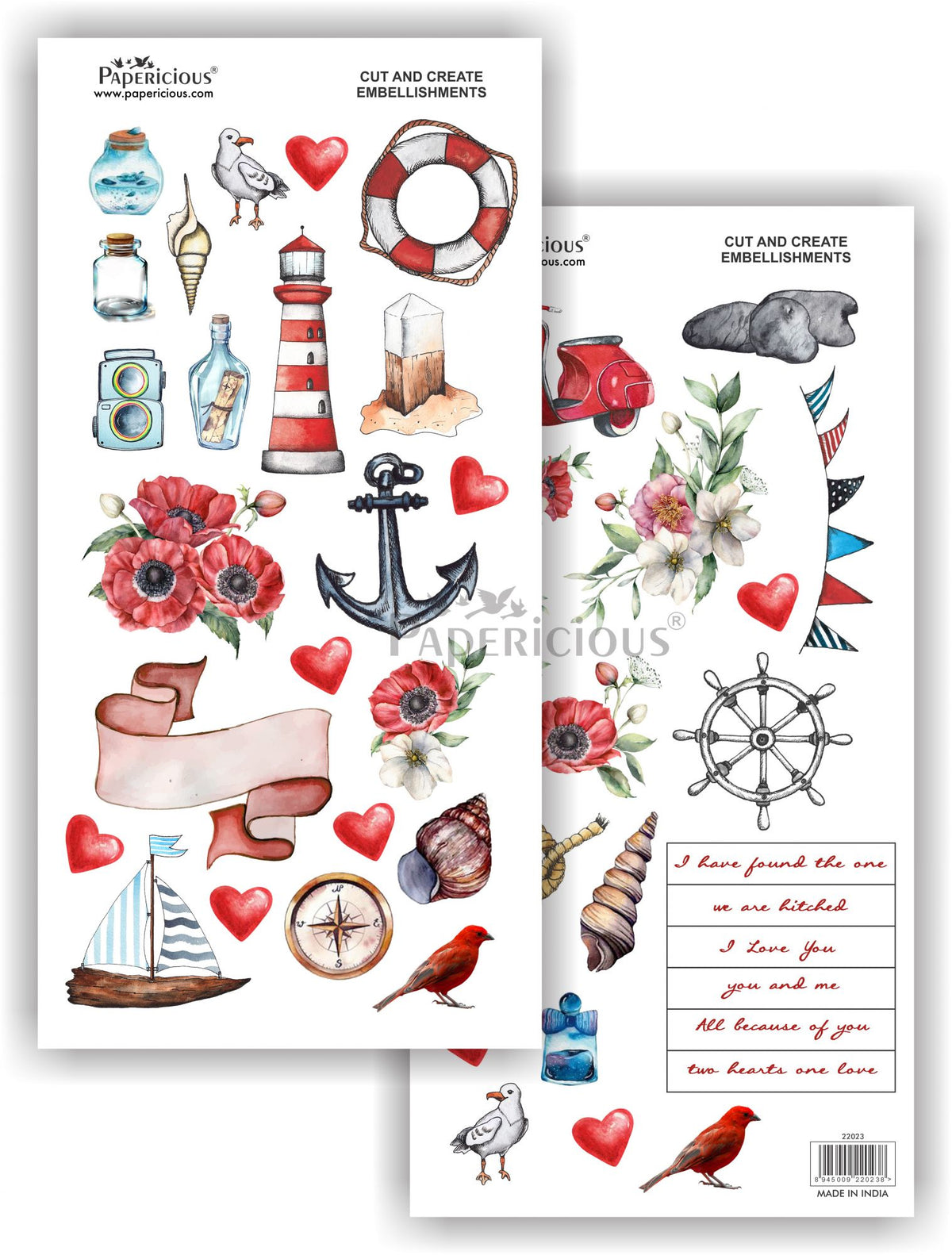 Papericious - Blue & Beyond - Die Cut Embellishments - Motif Sheet