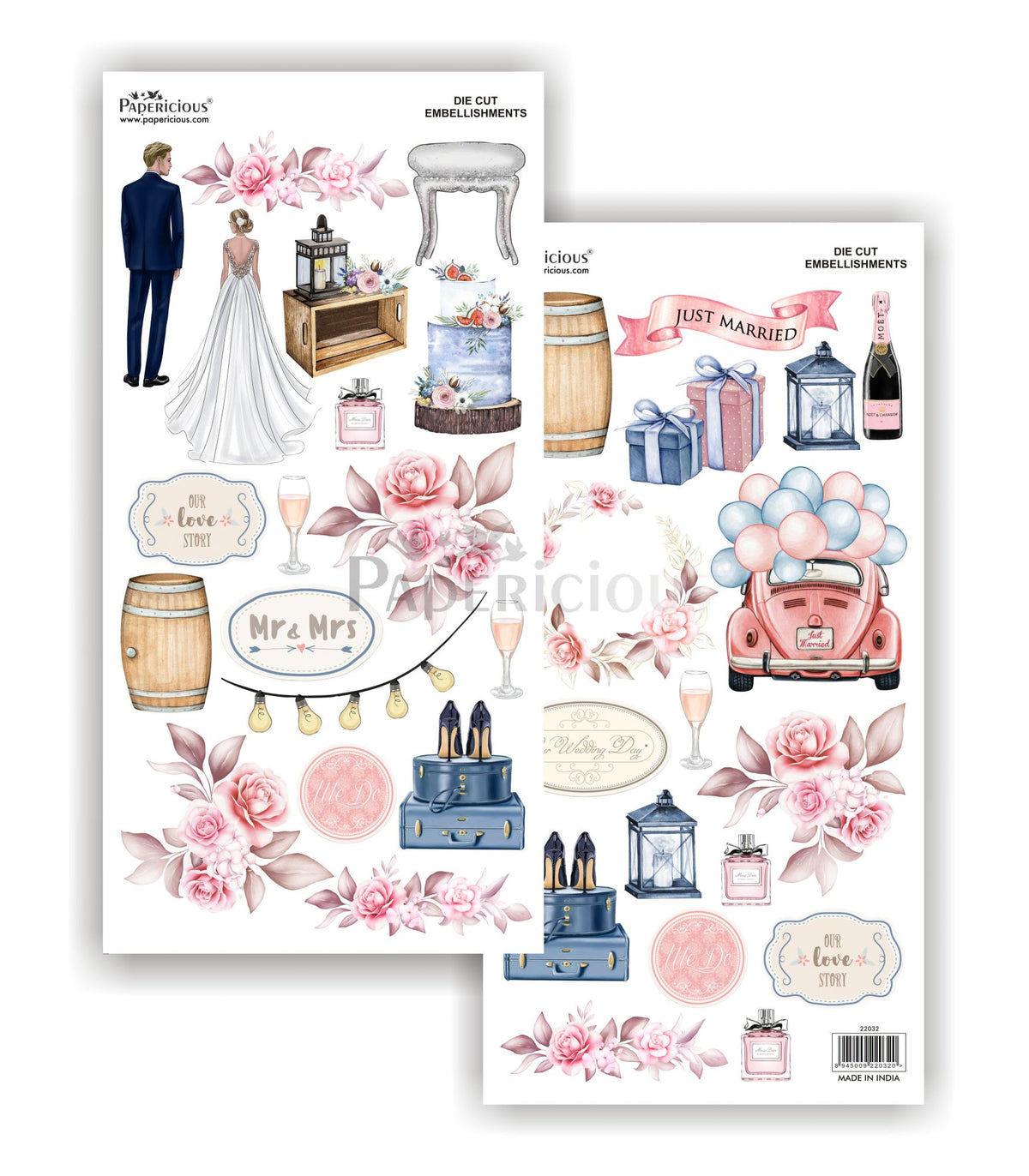 Papericious - Save the Date - Die Cut Embellishments - Motif Sheet